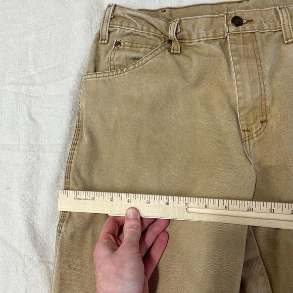 Dickies Work Pants Mens 32x3x Beige Canvas Work Wear Relaxed Fit Carpenter Logo - Picture 12 of 14